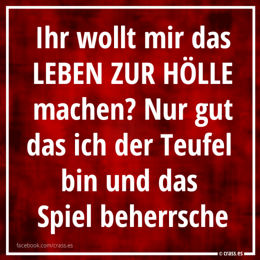 Ich lass mir das Leben nicht zur Hölle machen - Krasse Sprüche