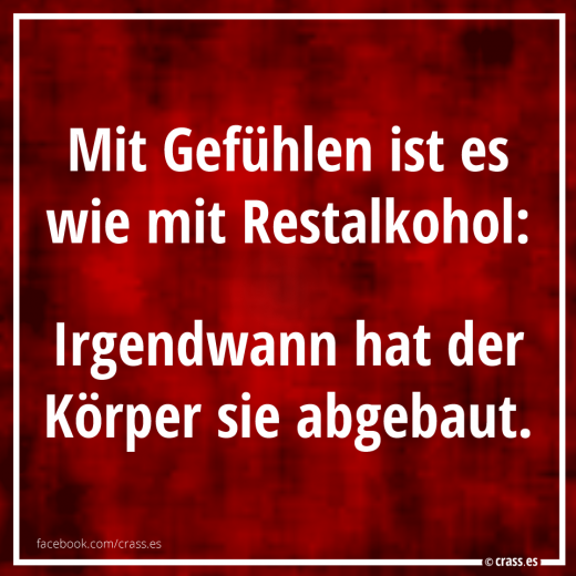 Gefühle sind wie Restalkohol - Lustige Sprüche